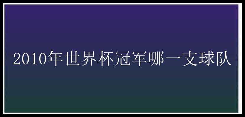 2010年世界杯冠军哪一支球队