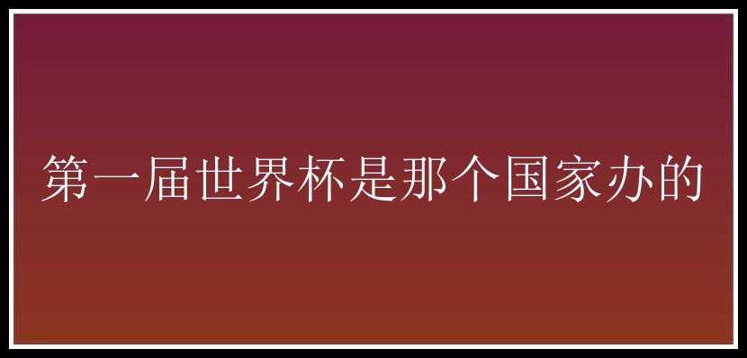 第一届世界杯是那个国家办的