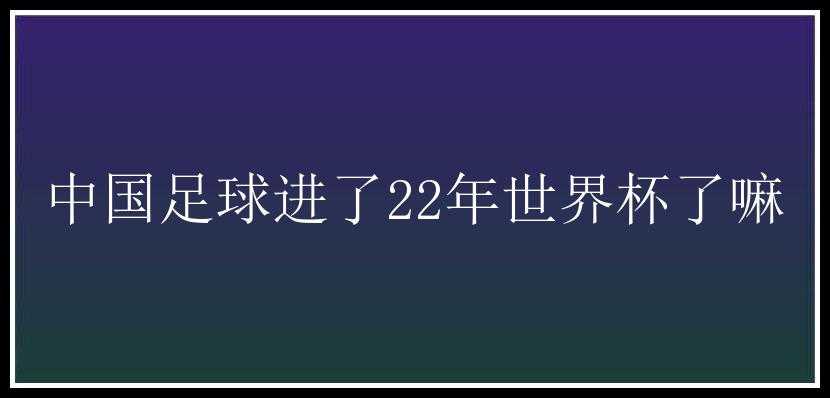 中国足球进了22年世界杯了嘛