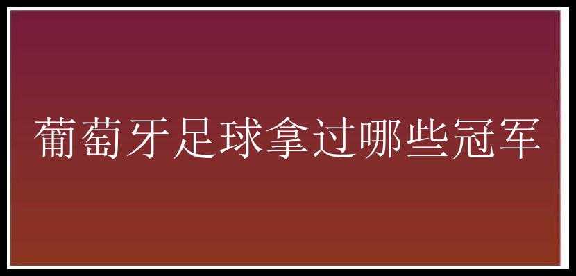 葡萄牙足球拿过哪些冠军