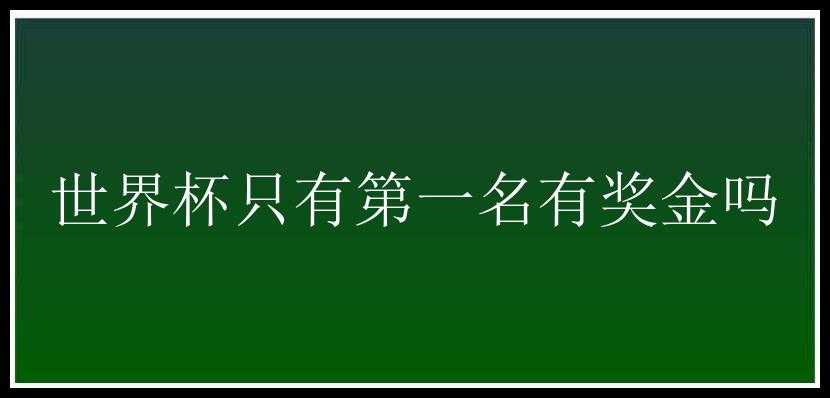 世界杯只有第一名有奖金吗