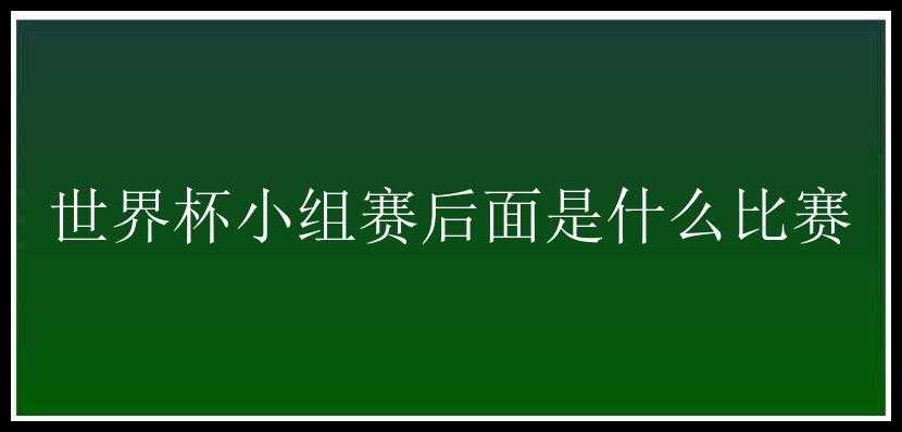 世界杯小组赛后面是什么比赛