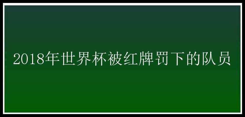 2018年世界杯被红牌罚下的队员