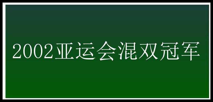 2002亚运会混双冠军