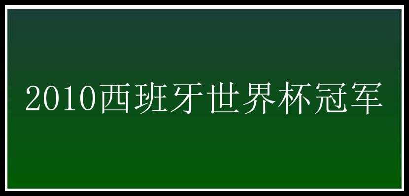 2010西班牙世界杯冠军