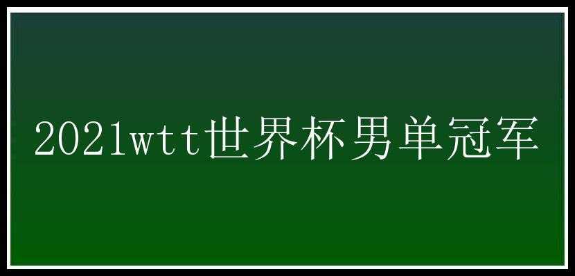 2021wtt世界杯男单冠军