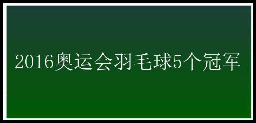 2016奥运会羽毛球5个冠军