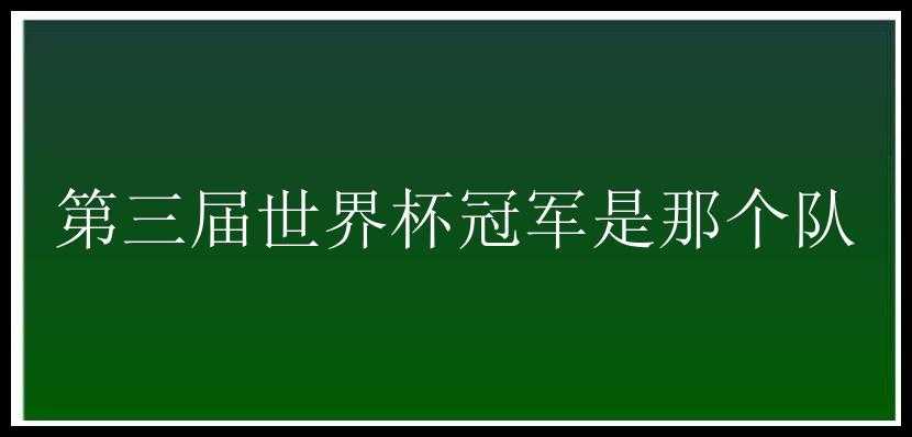 第三届世界杯冠军是那个队