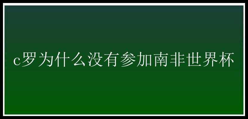 c罗为什么没有参加南非世界杯