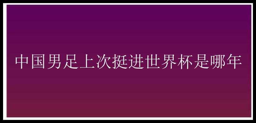 中国男足上次挺进世界杯是哪年