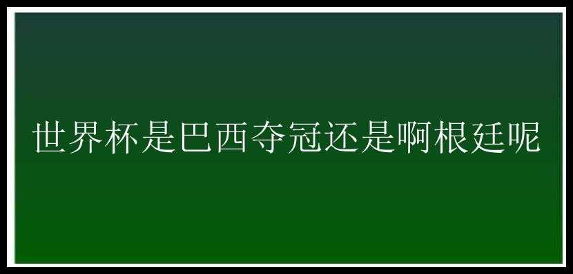 世界杯是巴西夺冠还是啊根廷呢