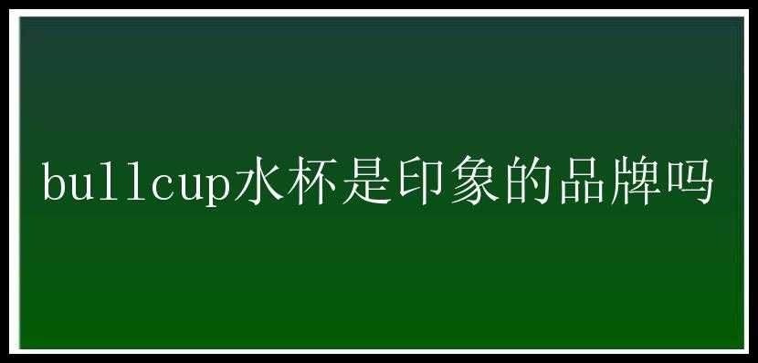 bullcup水杯是印象的品牌吗