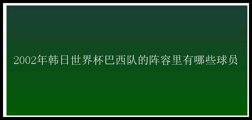 2002年韩日世界杯巴西队的阵容里有哪些球员