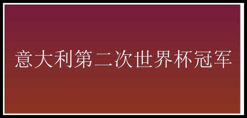 意大利第二次世界杯冠军