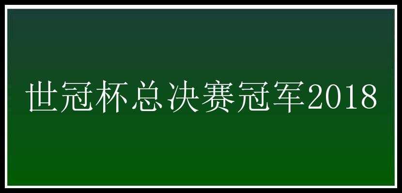 世冠杯总决赛冠军2018