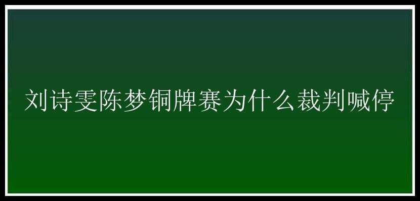 刘诗雯陈梦铜牌赛为什么裁判喊停