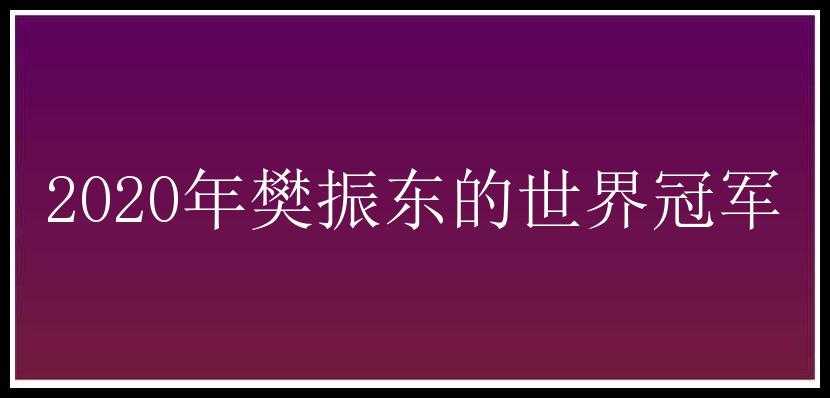 2020年樊振东的世界冠军