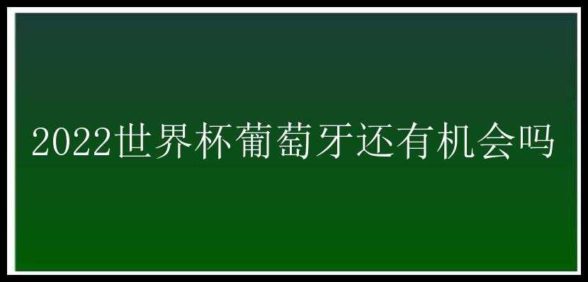 2022世界杯葡萄牙还有机会吗