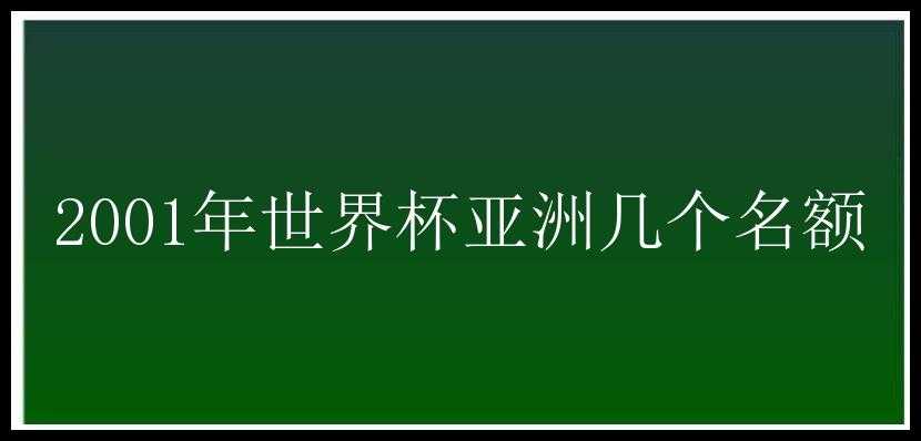 2001年世界杯亚洲几个名额