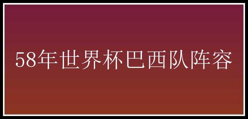 58年世界杯巴西队阵容