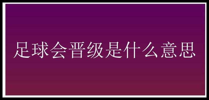 足球会晋级是什么意思