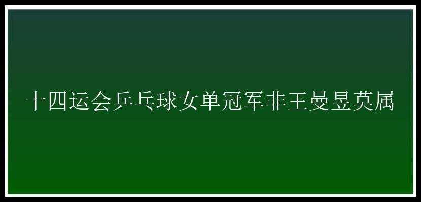 十四运会乒乓球女单冠军非王曼昱莫属