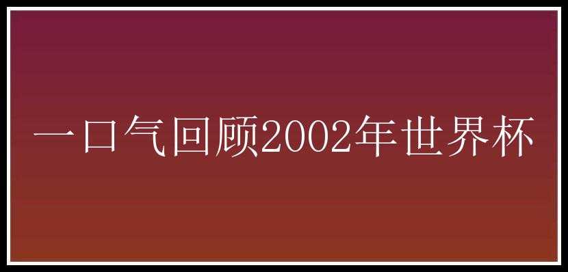 一口气回顾2002年世界杯