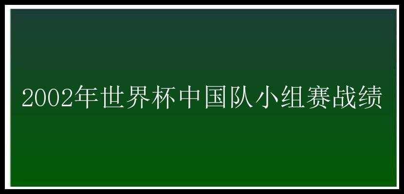 2002年世界杯中国队小组赛战绩