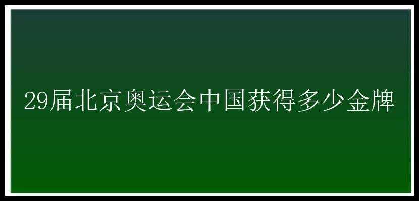 29届北京奥运会中国获得多少金牌