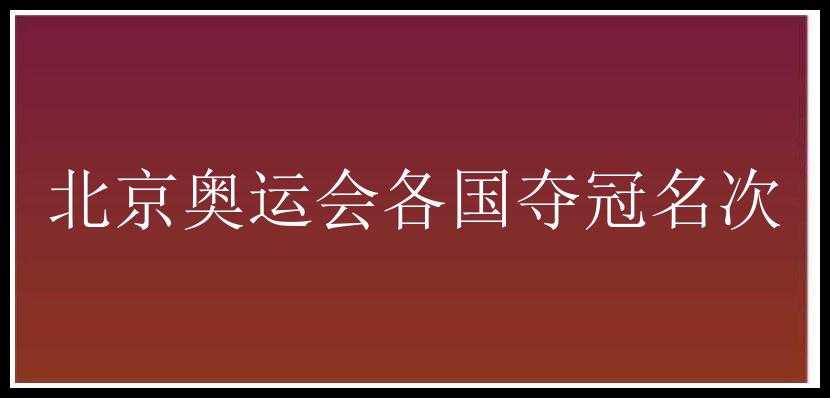 北京奥运会各国夺冠名次