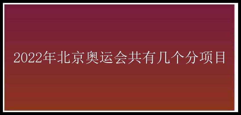 2022年北京奥运会共有几个分项目