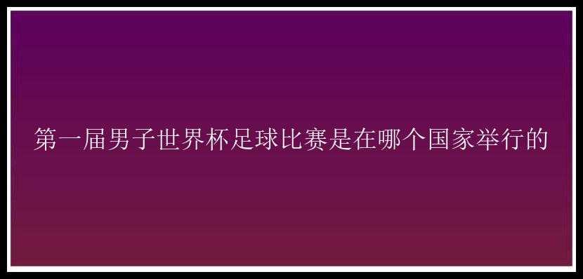 第一届男子世界杯足球比赛是在哪个国家举行的