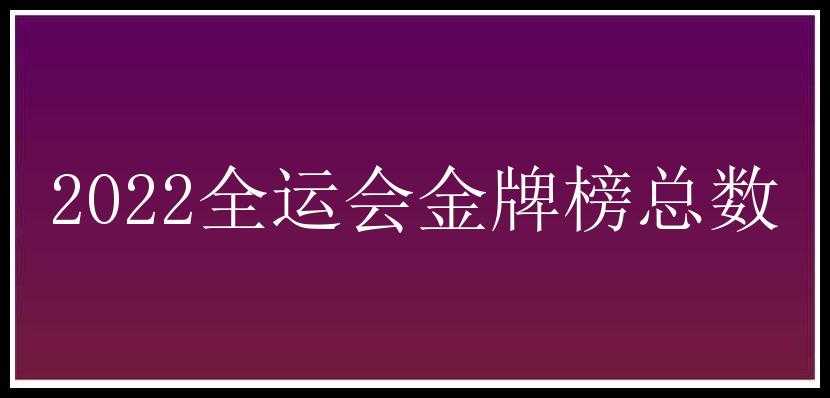 2022全运会金牌榜总数