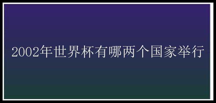 2002年世界杯有哪两个国家举行