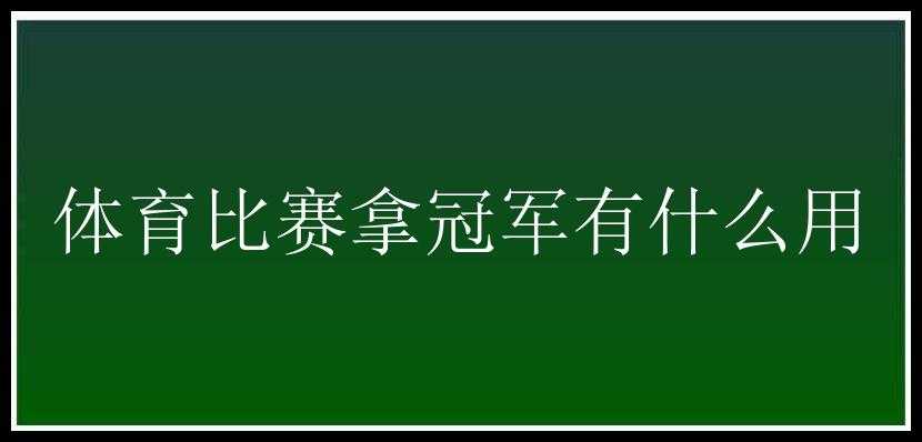 体育比赛拿冠军有什么用