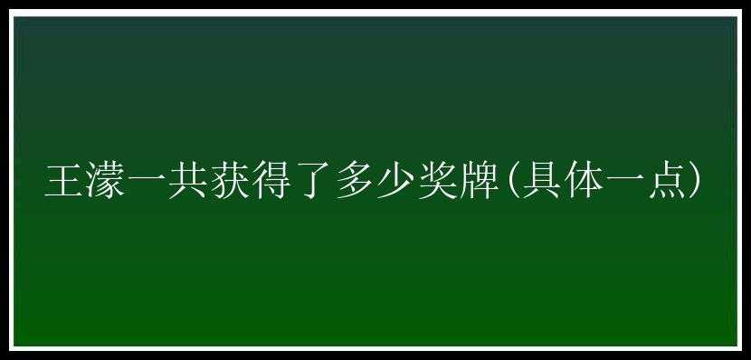 王濛一共获得了多少奖牌(具体一点)