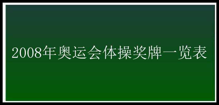 2008年奥运会体操奖牌一览表