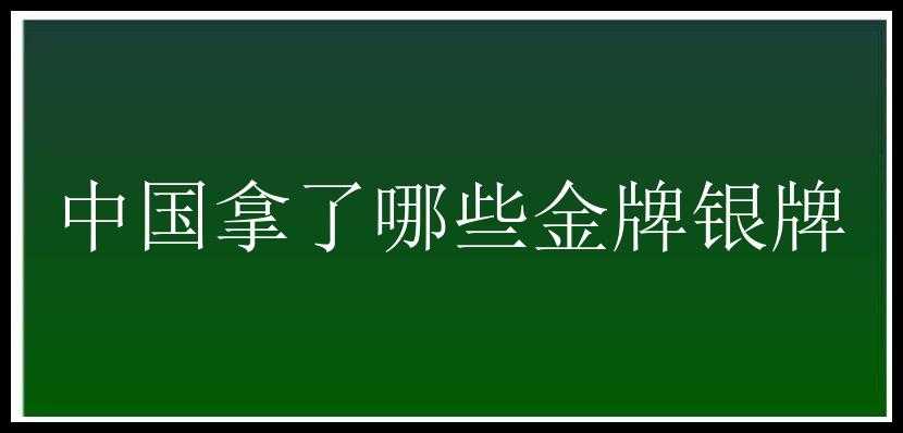 中国拿了哪些金牌银牌