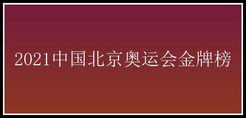 2021中国北京奥运会金牌榜