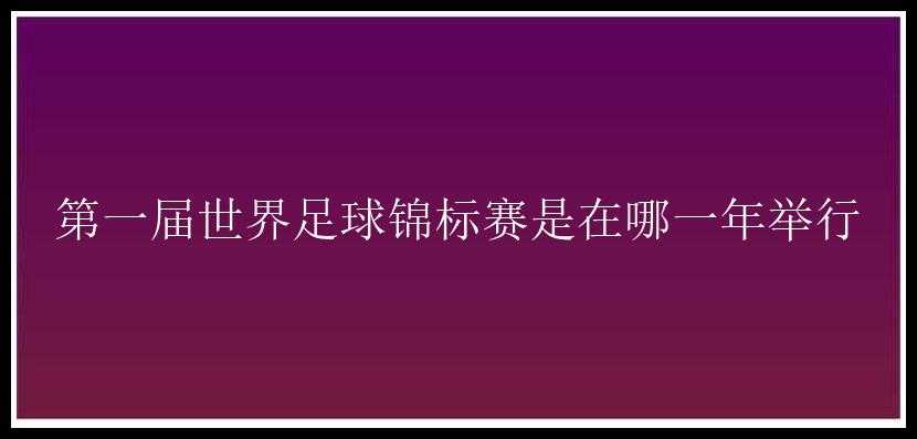 第一届世界足球锦标赛是在哪一年举行