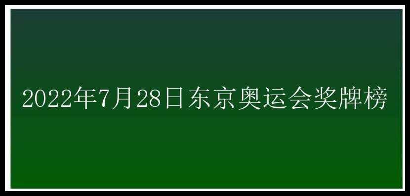 2022年7月28日东京奥运会奖牌榜