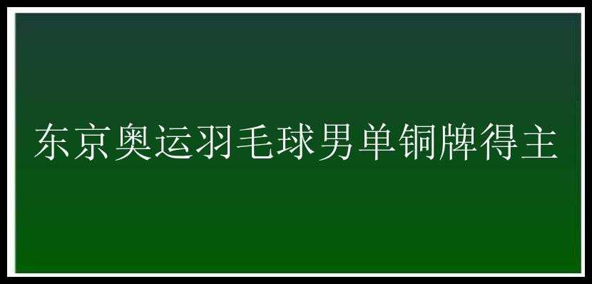 东京奥运羽毛球男单铜牌得主