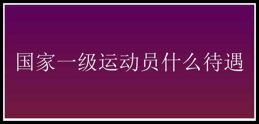 国家一级运动员什么待遇