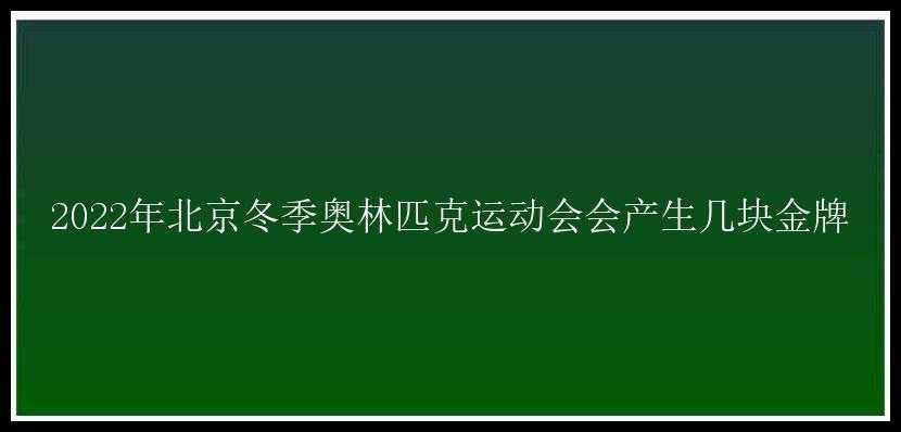 2022年北京冬季奥林匹克运动会会产生几块金牌