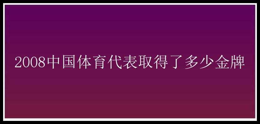 2008中国体育代表取得了多少金牌