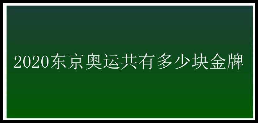 2020东京奥运共有多少块金牌