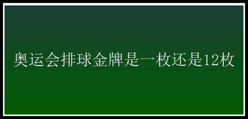 奥运会排球金牌是一枚还是12枚