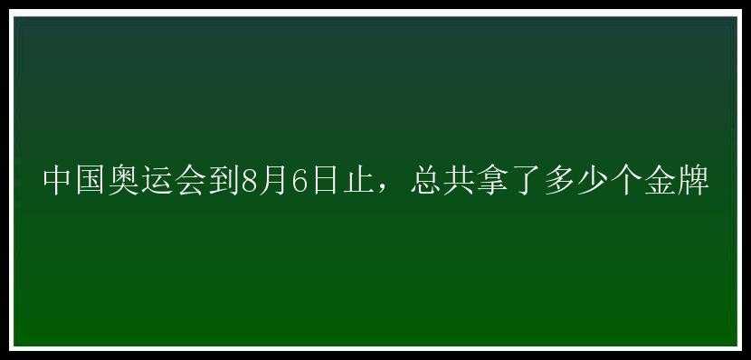 中国奥运会到8月6日止，总共拿了多少个金牌