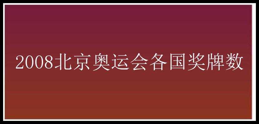 2008北京奥运会各国奖牌数