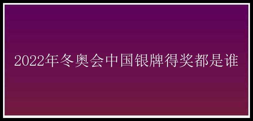 2022年冬奥会中国银牌得奖都是谁